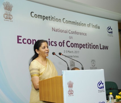 The Minister of State for Commerce & Industry (Independent Charge), Smt. Nirmala Sitharaman delivering the inaugural address at the National Conference on “Economics of Competition Law”, organised by the Competition Commission of India, in New Delhi on March 02, 2017.